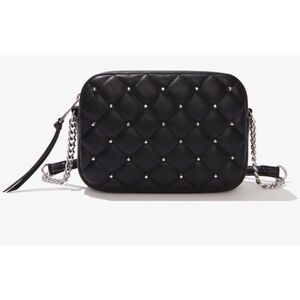 Rebecca Minkoff Diamond Quilt Studded Top Zip Crossbody Bag Black New No Tags